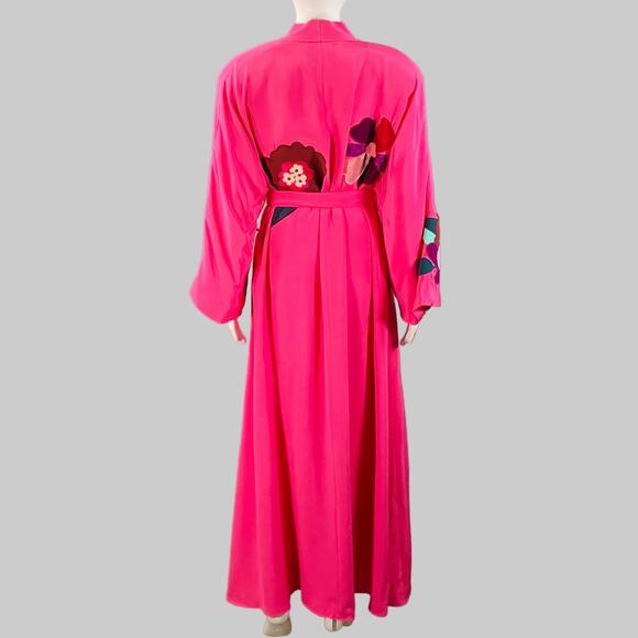 DOLCE & GABBANA Size 4 Pink Multi Color Silk Applique Belted Maxi Dress - Picture 7 of 13